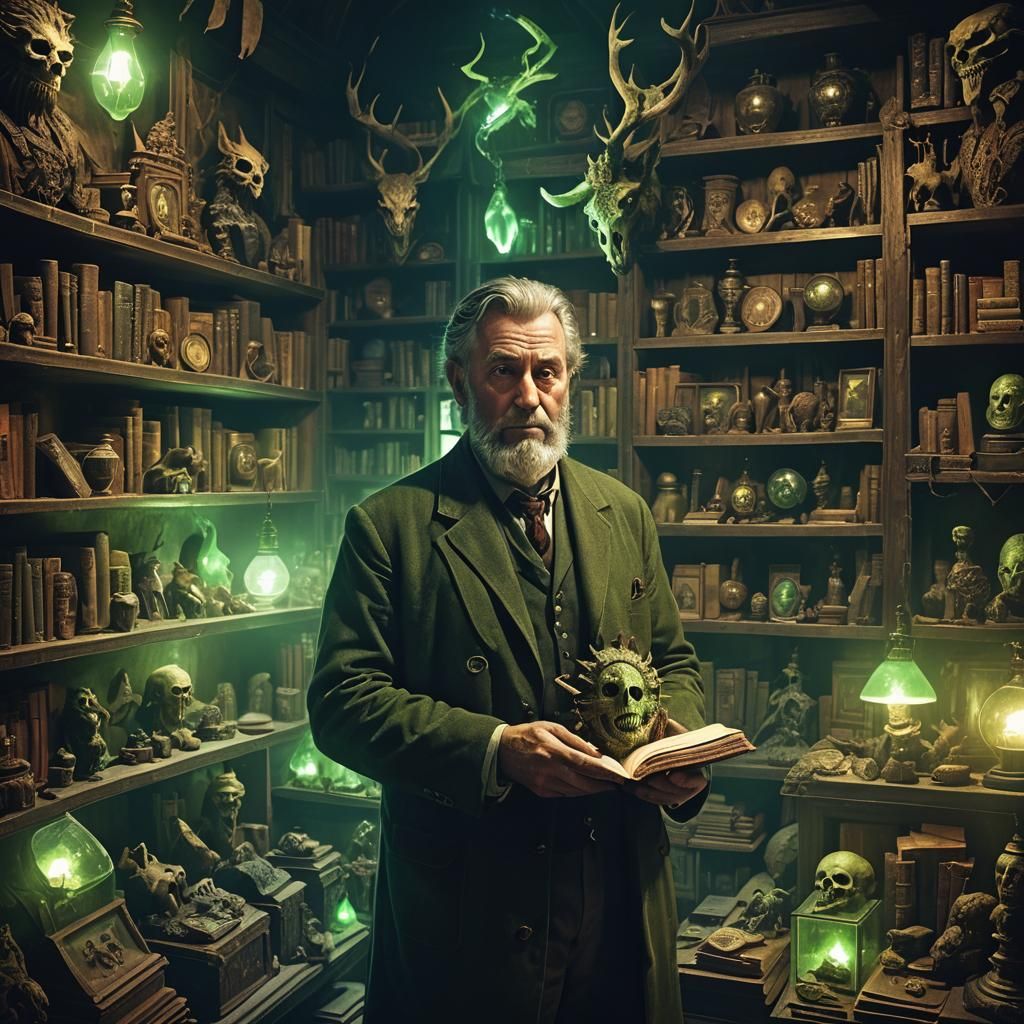 Antique Shop Owner with Cursed Artifact