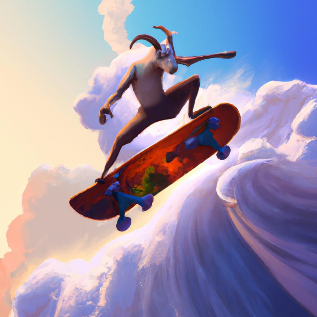 Goat Surfboarding a Tornado: Digital Art Masterpiece