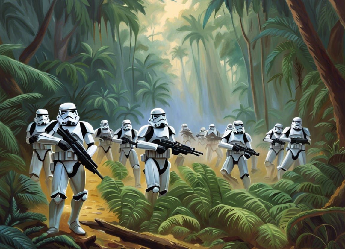 Stormtroopers vs Tau Empire: Jungle Battle Painting