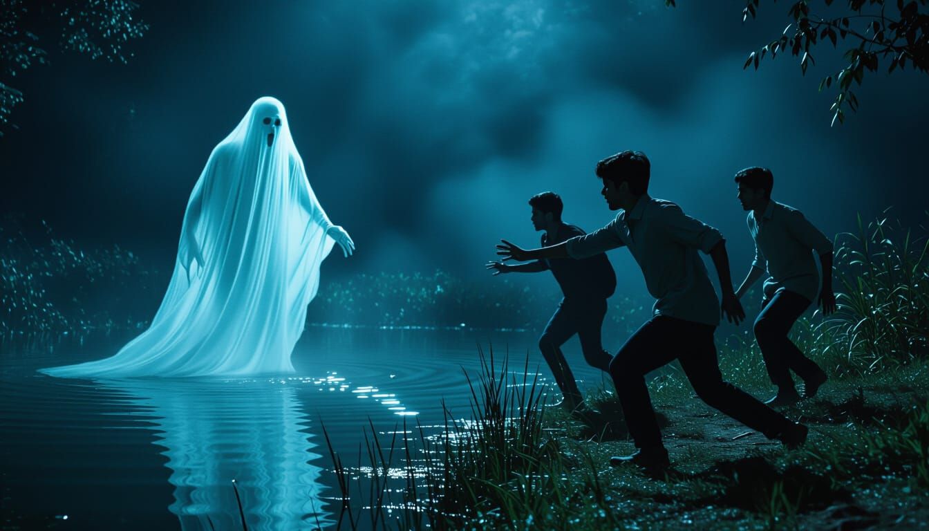 Teen Indian Boy Warns Friends of Pond Ghost