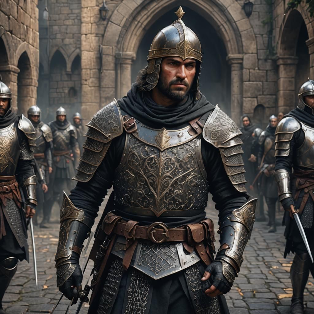 Armored Guard Portrait in Detailed Matte Painting