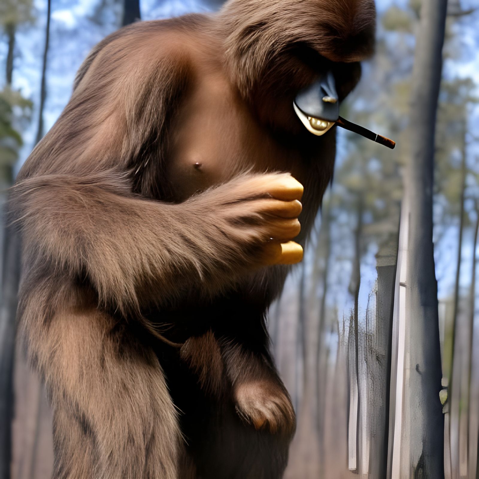 Bigfoot Enjoys a Cigar