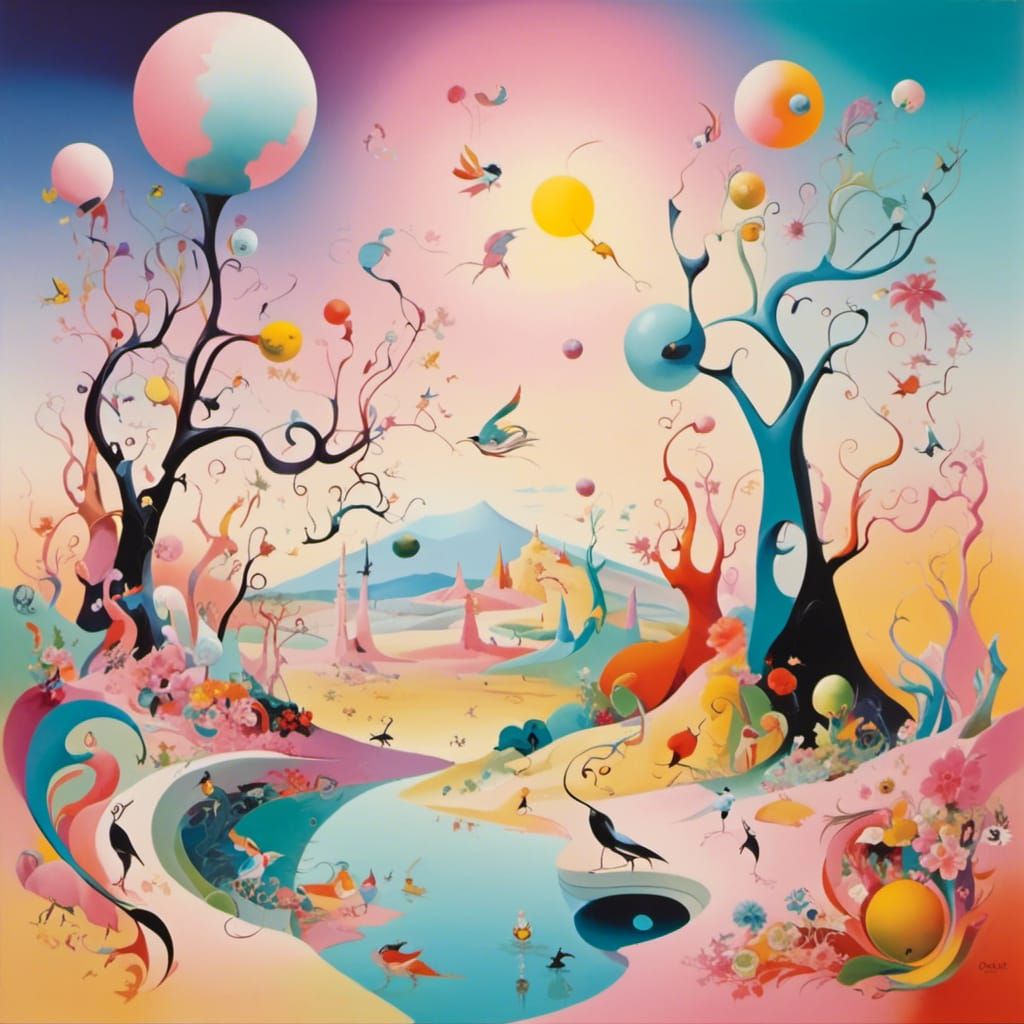 Surreal Pain: A Dali and Miro Inspired AI Dreamscape