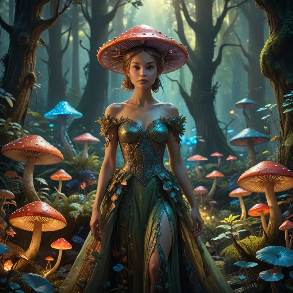 Enchanting Princess Surrounded by Friendly Aliens in Whimsic...