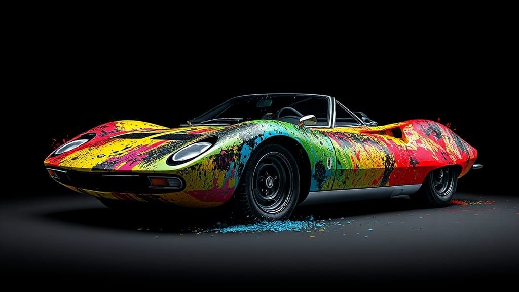 Lamborghini Miura Concept in Ink Splatter Style