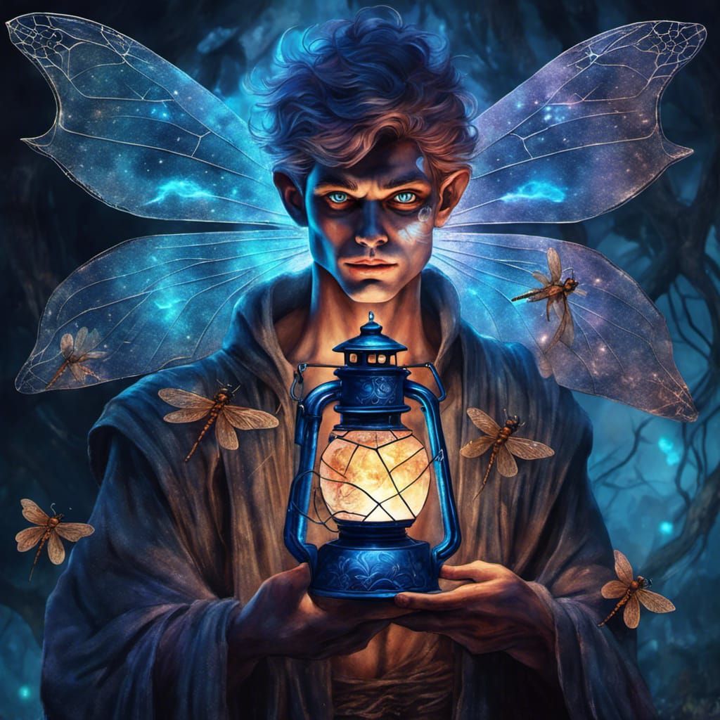 Evil Male Fairy with Ghostly Lantern