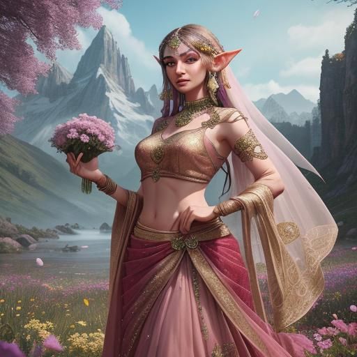 Enchanting Elf Bride with Rainbow Eyes, Fantasy Art