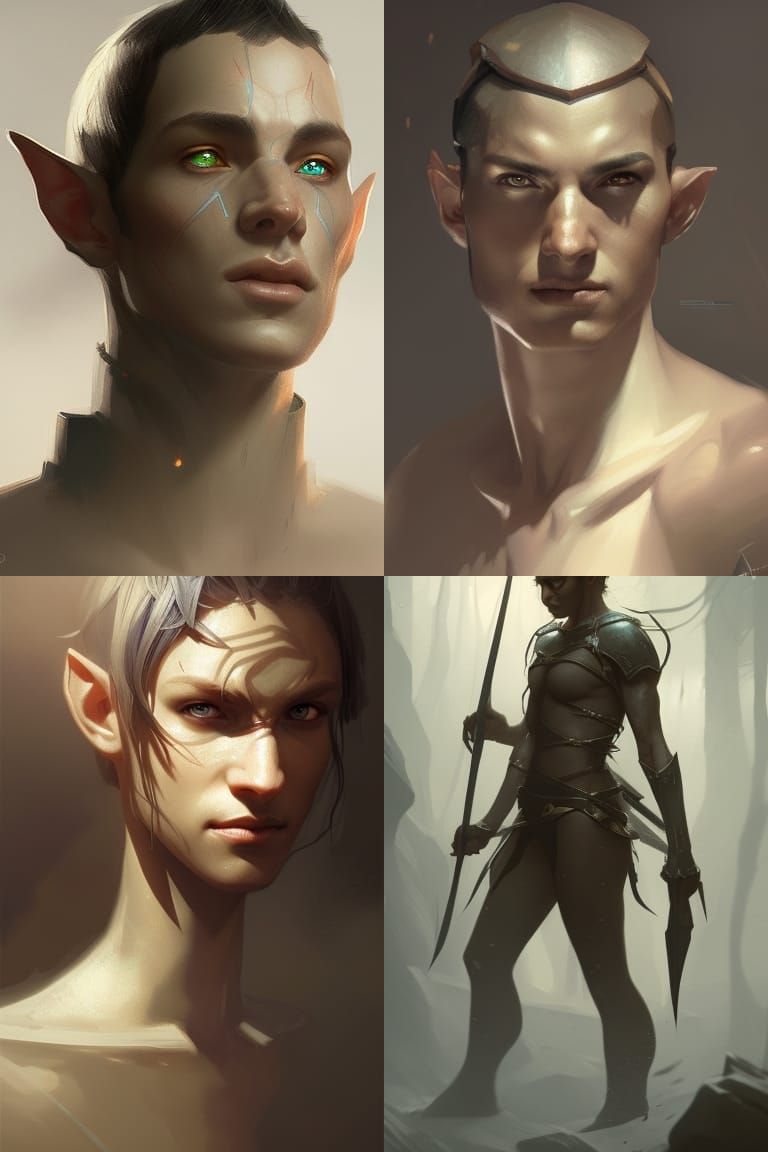 Detailed Portrait of Middle-Aged Elf Ranger