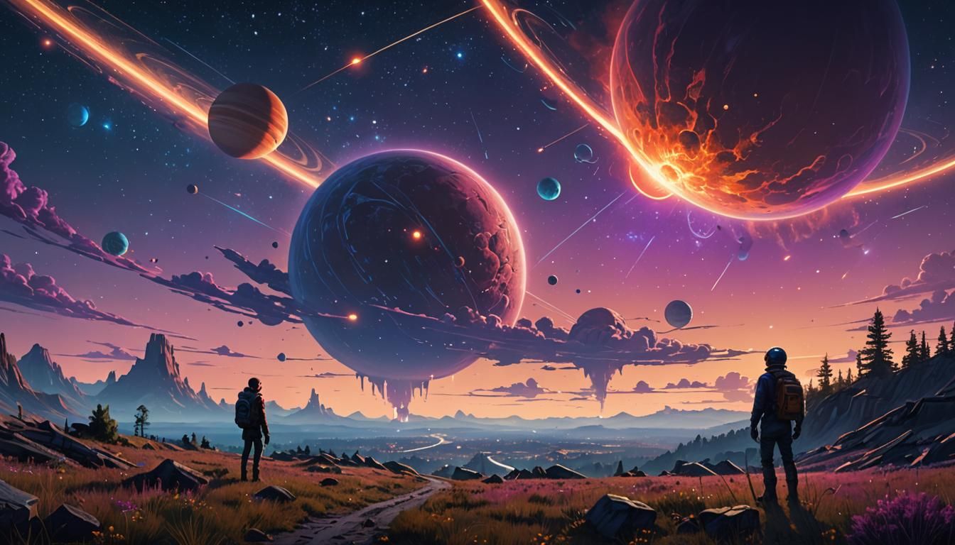 Cinematic Space Scene with Vibrant Stars and Nebulae