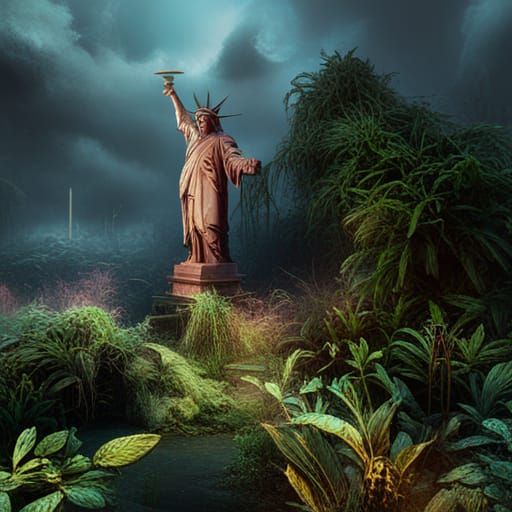 Post-Apocalyptic Statue of Liberty in Ruins