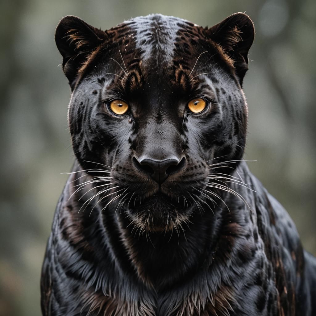 Majestic Black Panther Gaze in Photorealistic Detail