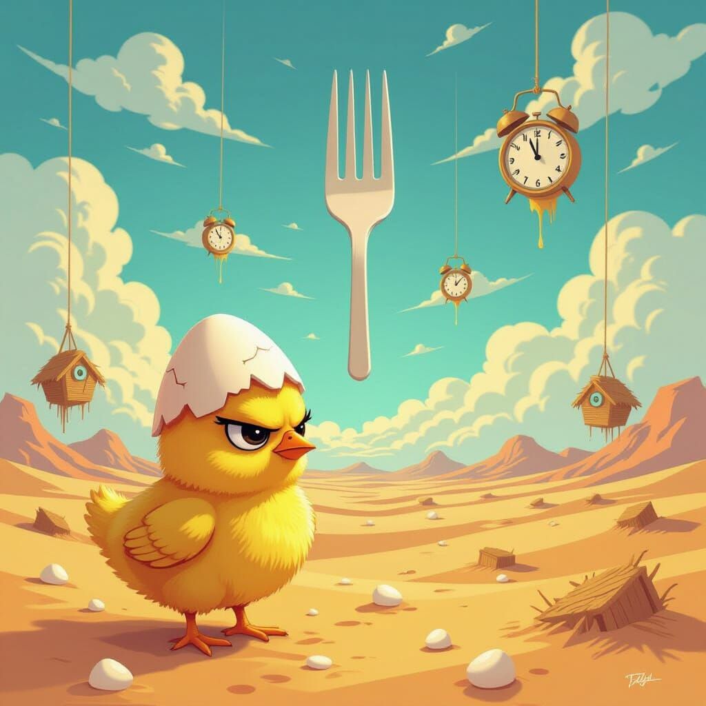 Surreal Chick in Vaporwave Desert Dreamscape