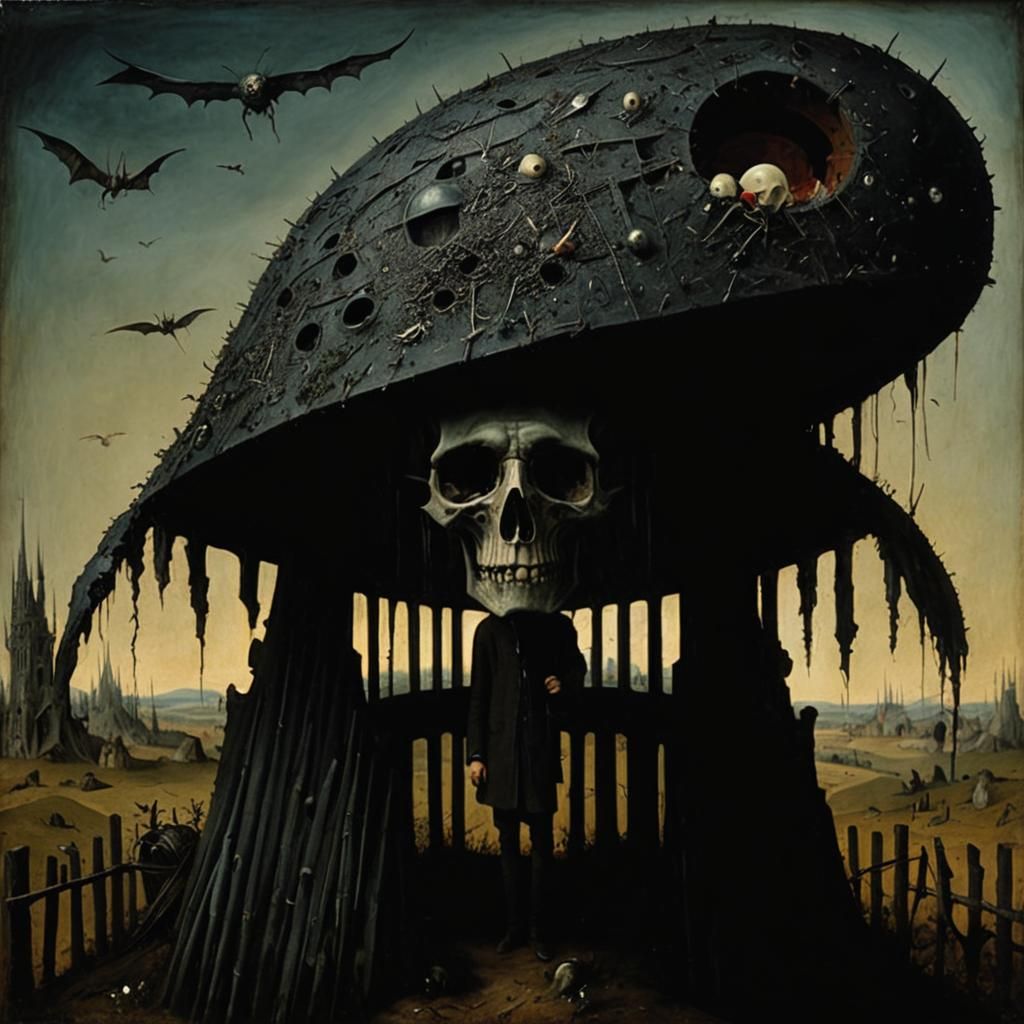 Mourning Old Man in Dark Surrealist Style