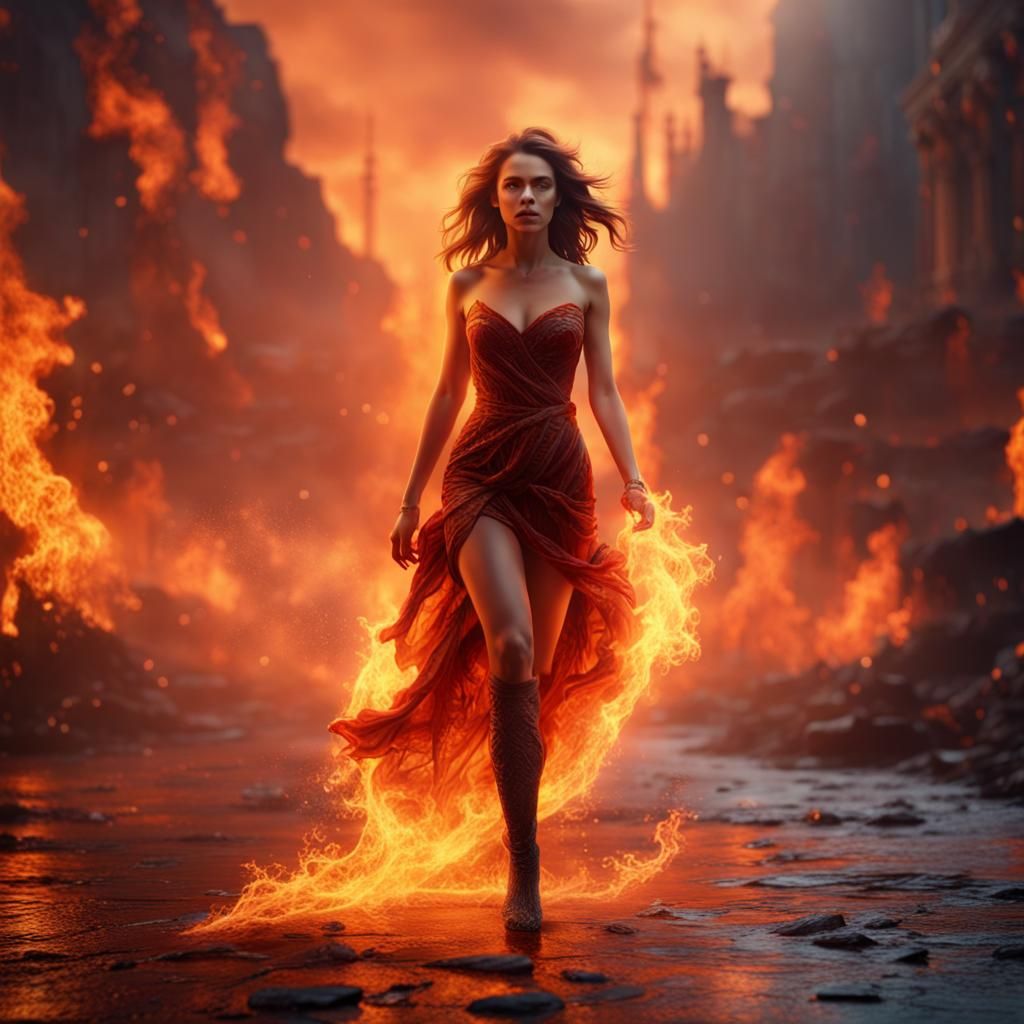 Woman Walks on Fire: Fantasy Concept Art
