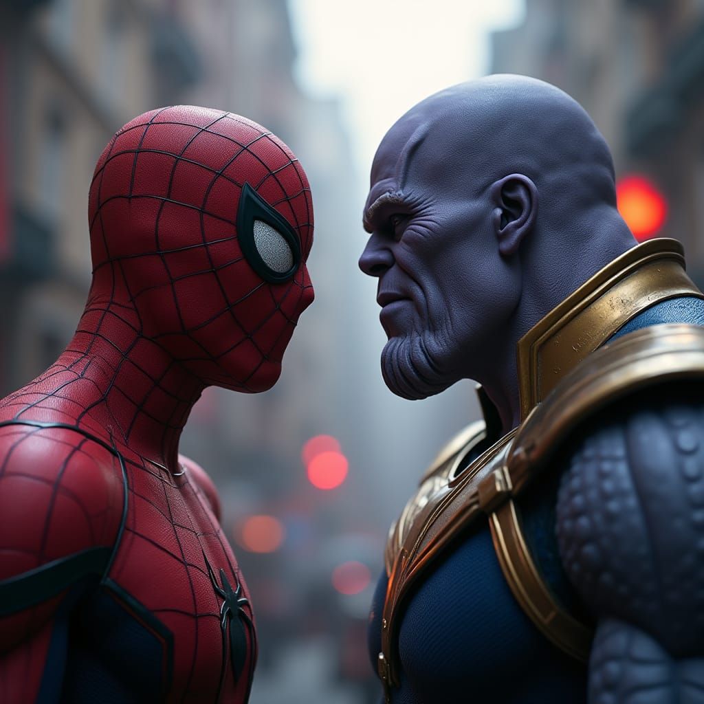 Spiderman vs Thanos in Epic Hyperrealistic Battle