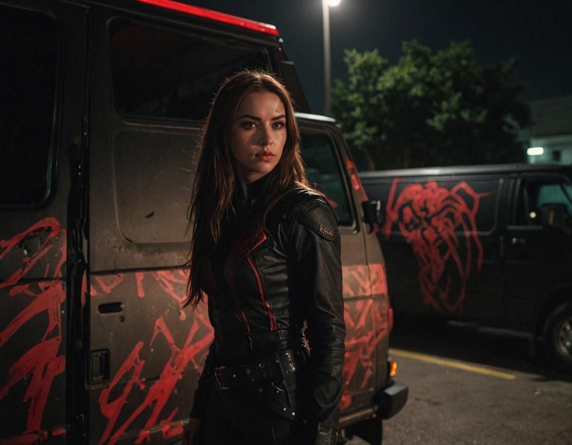 Cinematic Film Still: Female Assassin by Black Van