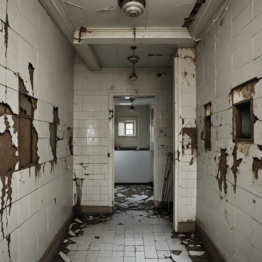 Dilapidated Sanatorium Shower Room: Digital Matte Painting