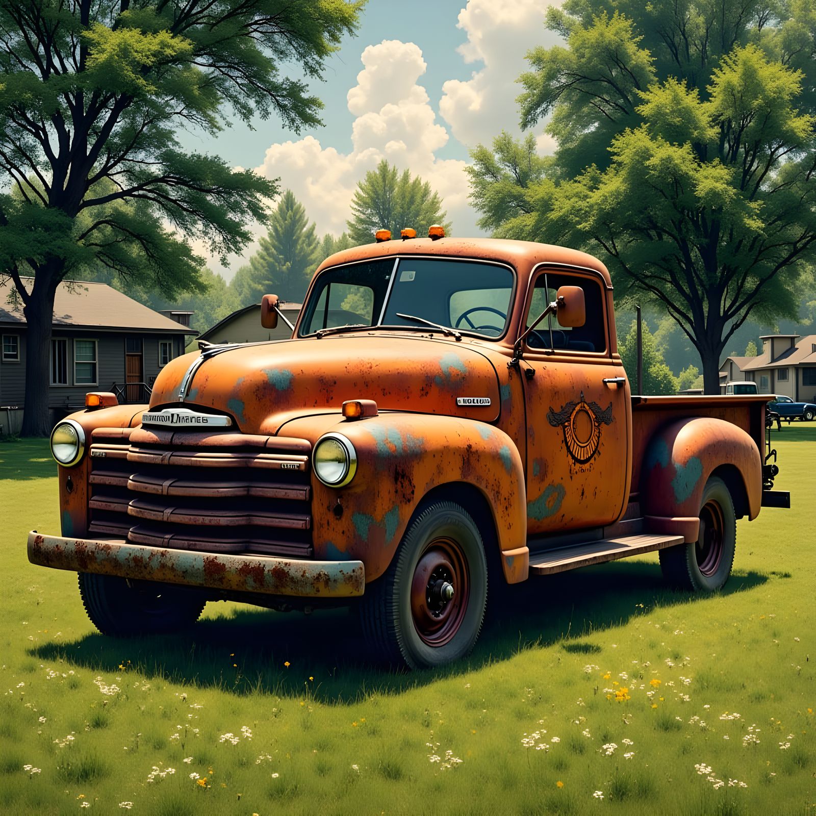 Vintage 1954 International Truck in Nostalgic, Photorealisti...