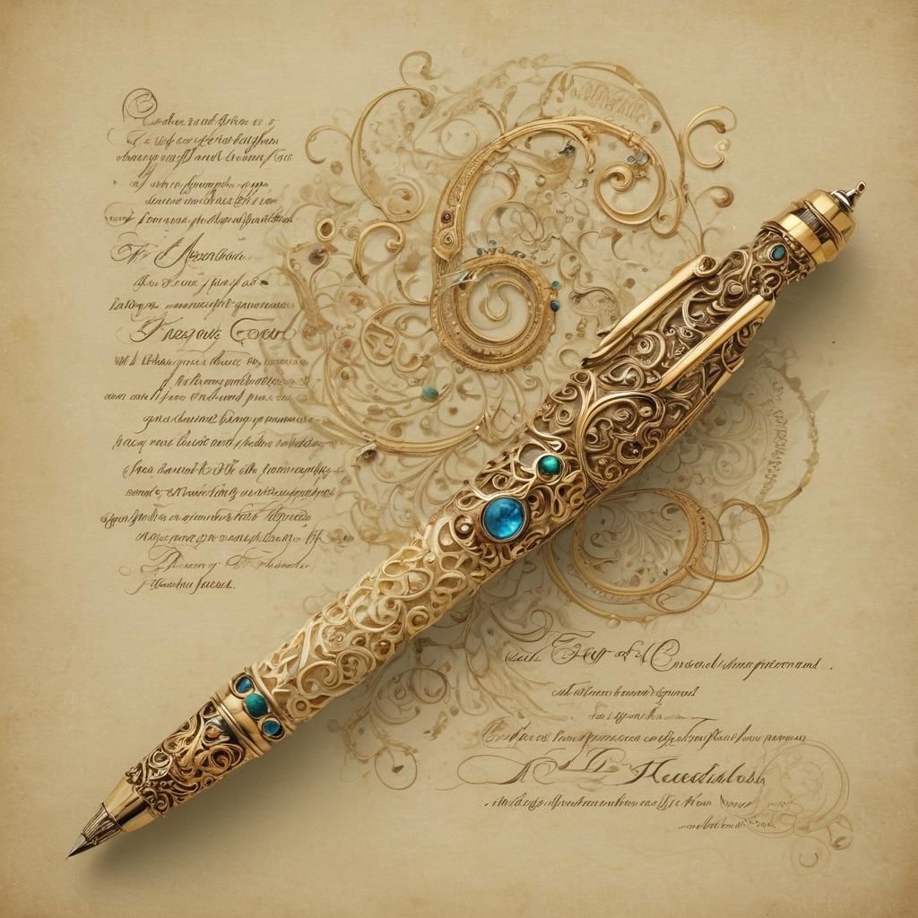 Ornate Pen Creates Timeless Script, Art Nouveau Style