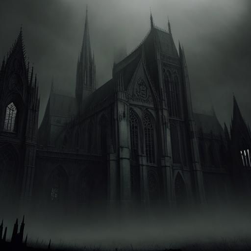 Macabre Figure Atop Gothic Architecture, Dark Fantasy Art