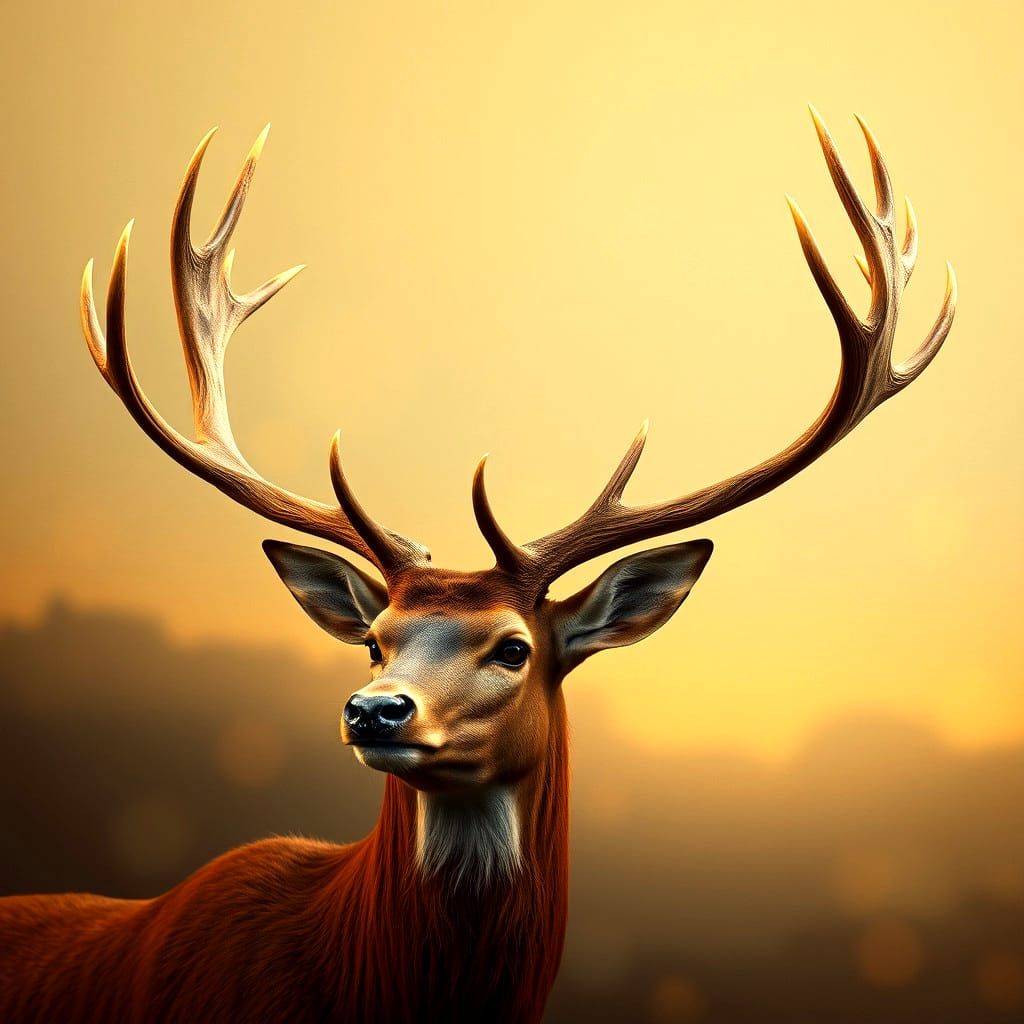 Majestic Red Deer Stag in Leonardo da Vinci Style