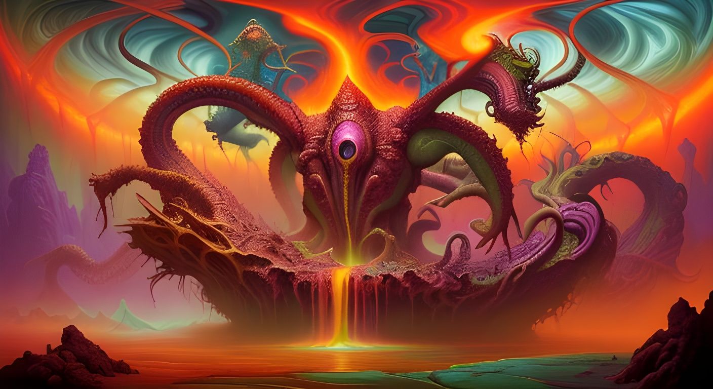 Surreal Primordial Soup Masterpiece with Dynamic Lighting