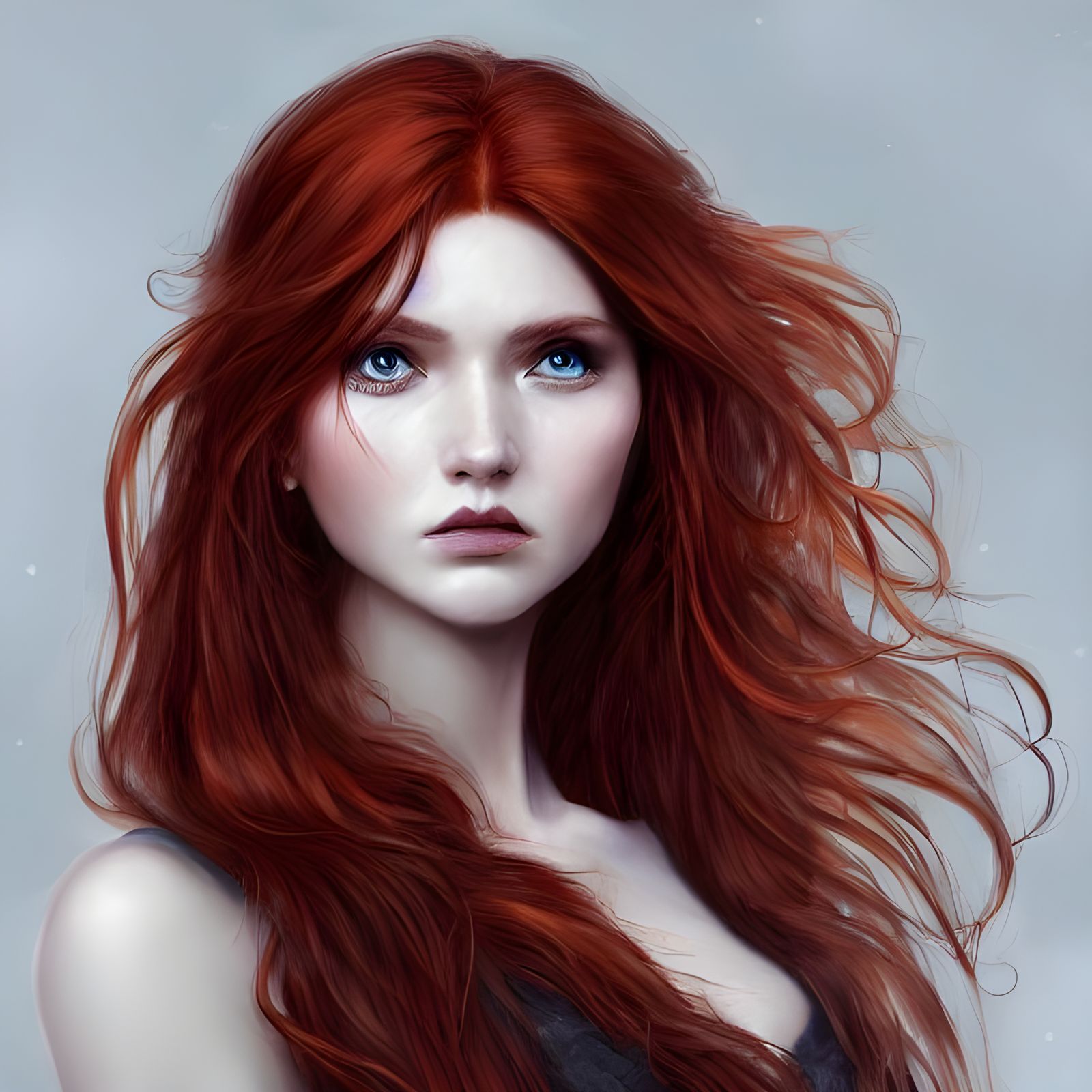 Redhead Goddess Portrait in High Detail Digital Art