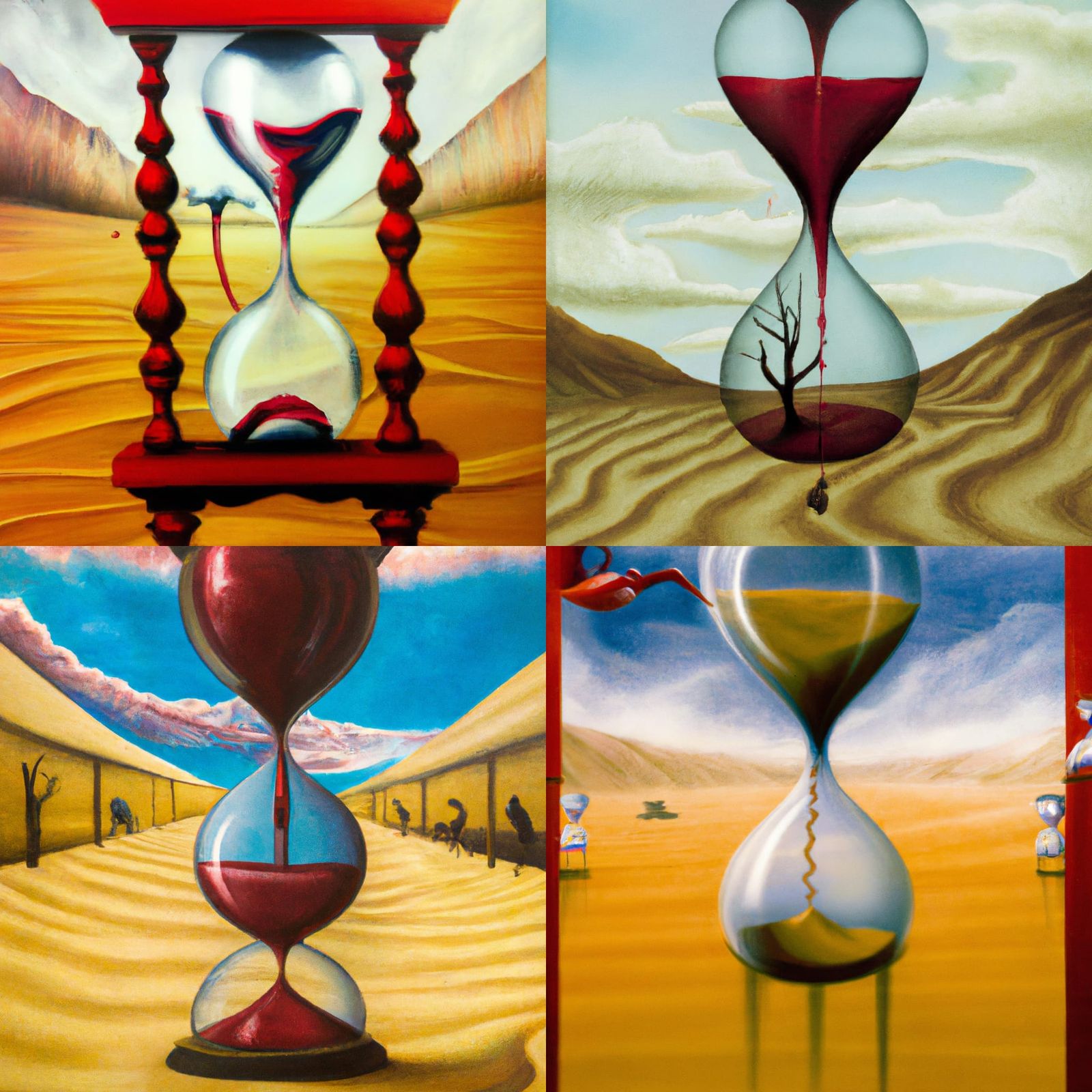 Surreal Hourglass in Desert, Salvador Dali Style