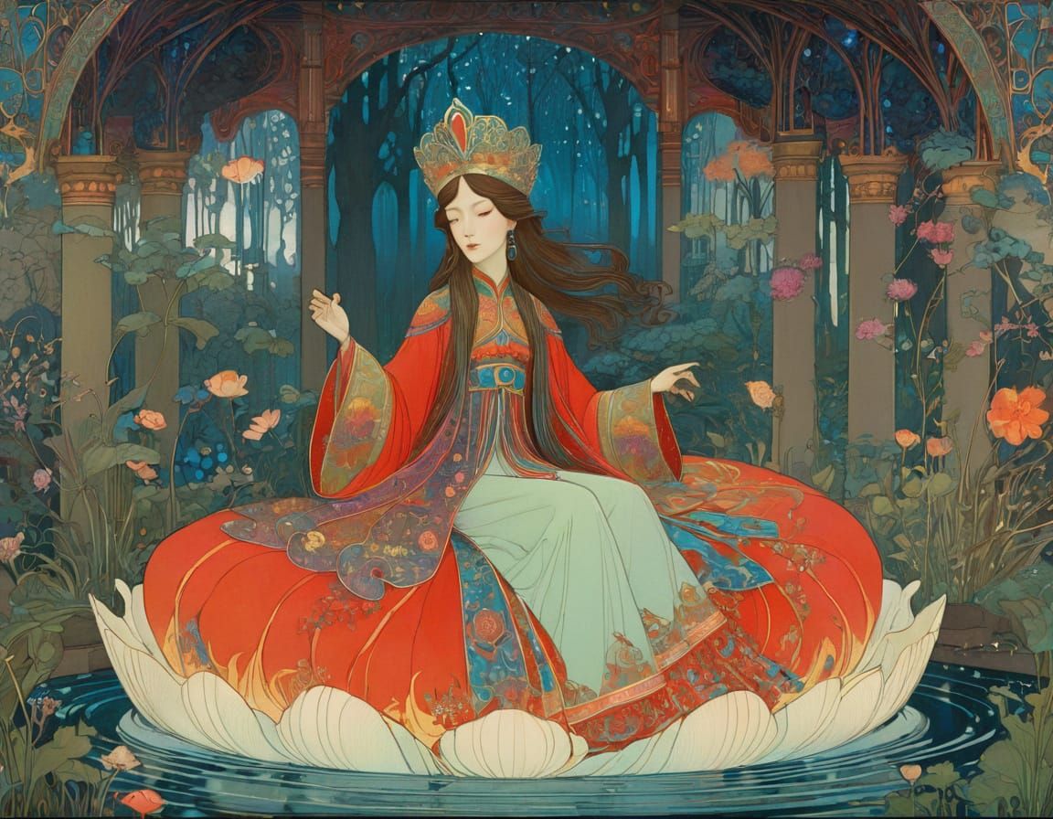 Ethereal Princess in Eastern Fairy Tale Illustration