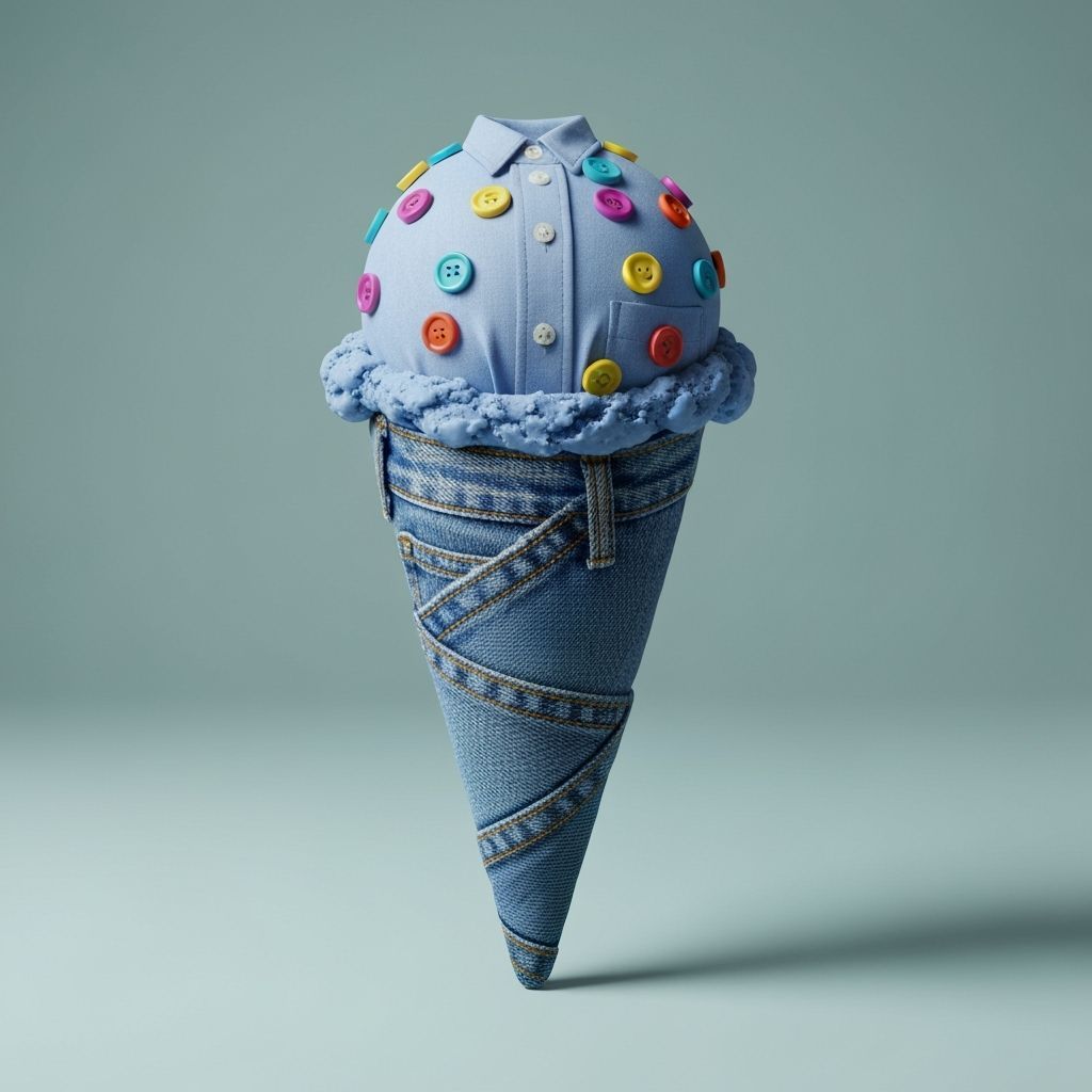 Denim Ice Cream Cone with Button Sprinkles
