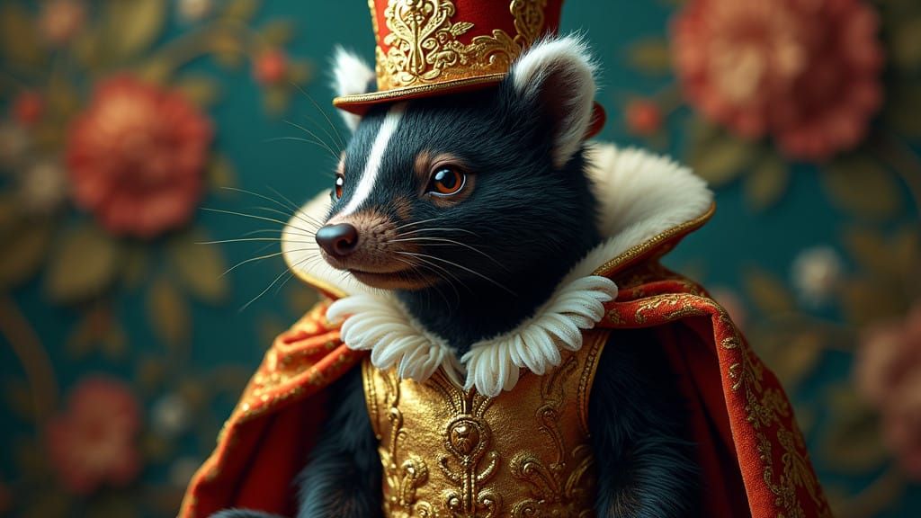 Elegant Skunk Prince in Baroque Regalia