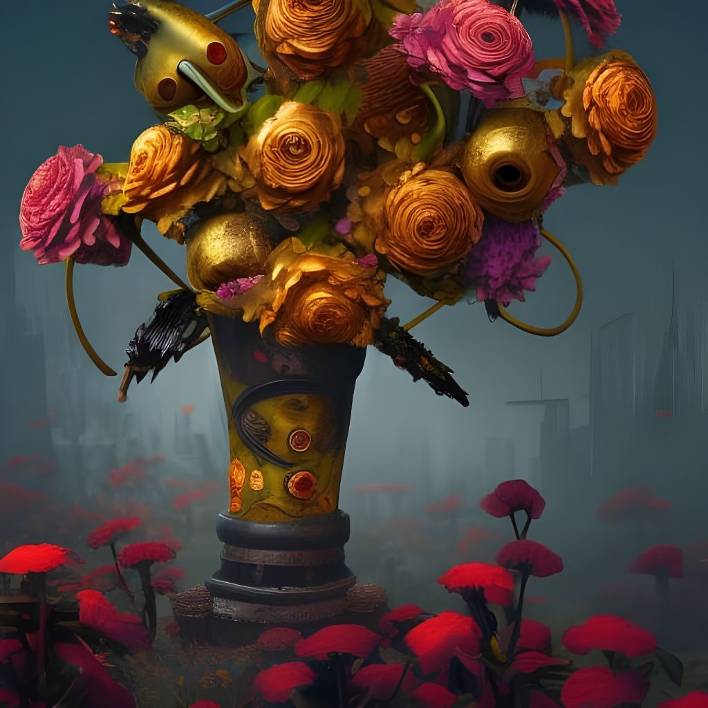 Twisted Metal Flowers: Detailed Matte Painting