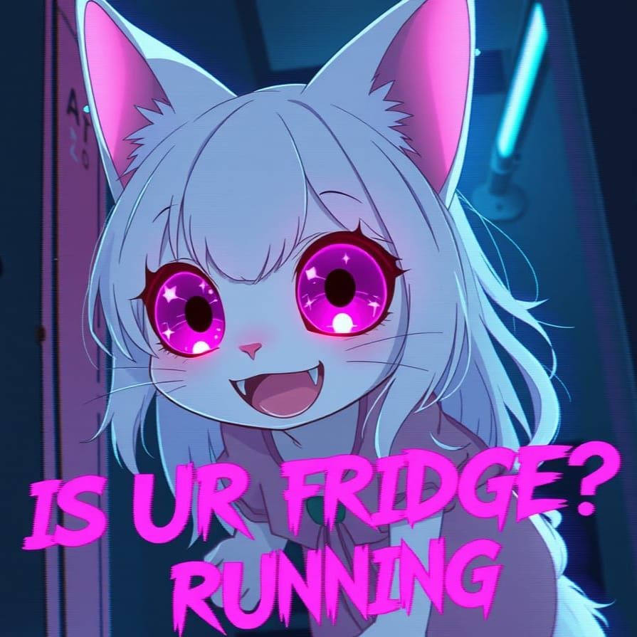 Spooky Anime Catgirl Ghost with Glitch Effect