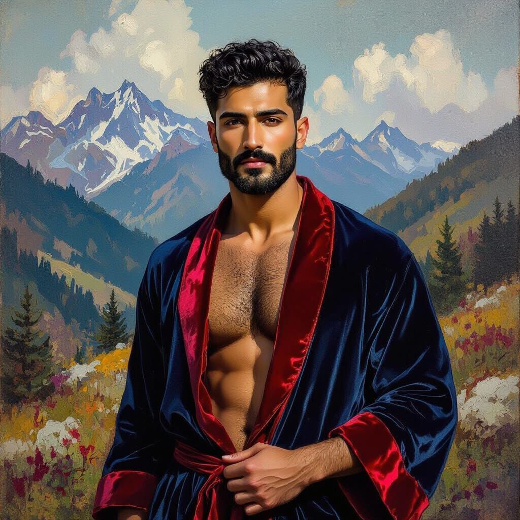 Portrait of a Handsome Man in Impressionist Style