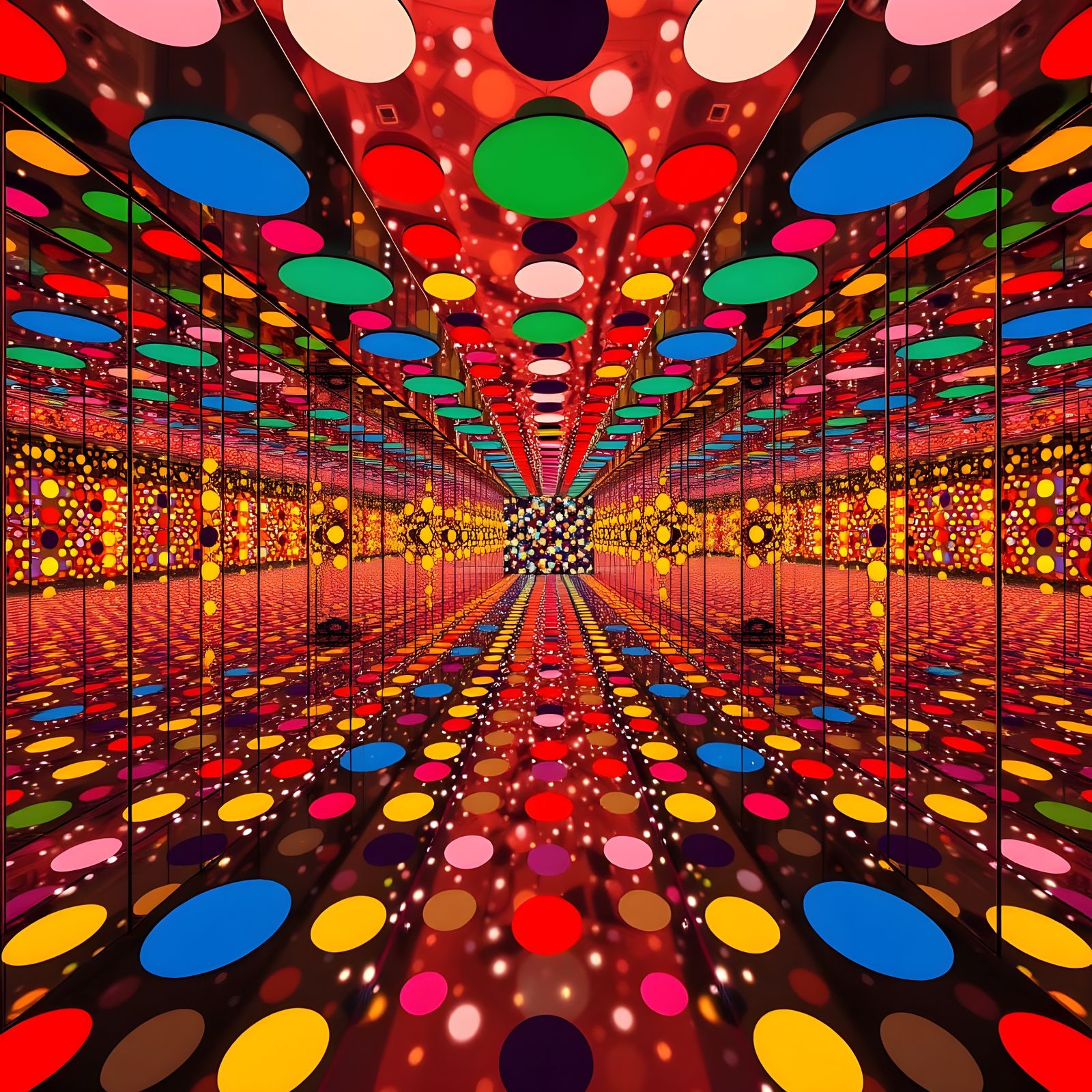Polka Dot Mirror Room in Installation Art Style