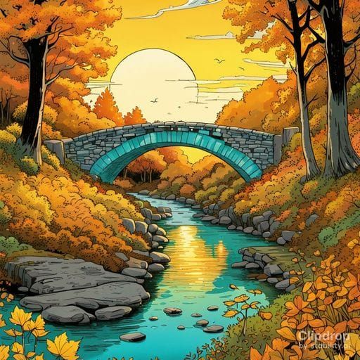 Minimalist Landscape Under a Vibrant Sunset