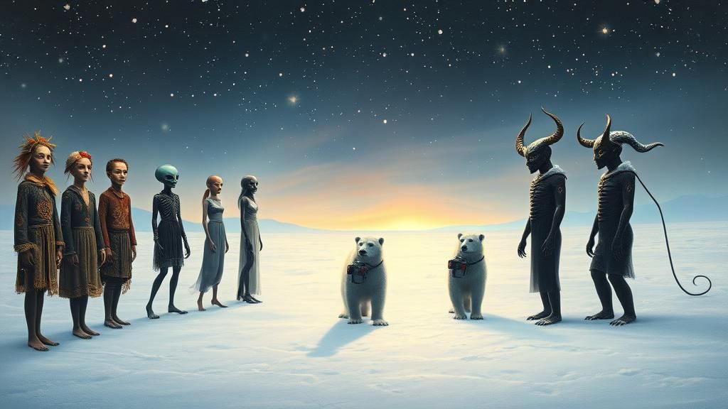 Mystical Snowfield Gathering of Surreal Entities