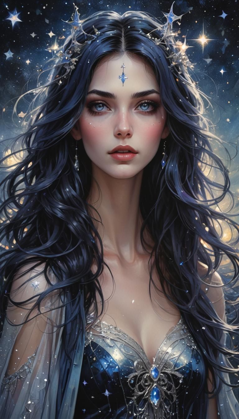 Ethereal Witch with Starlit Eyes