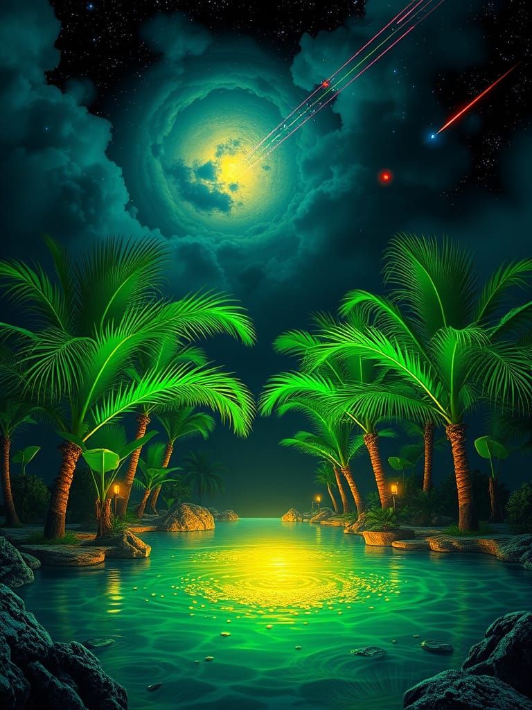Neon Oasis in a Mystical Universe