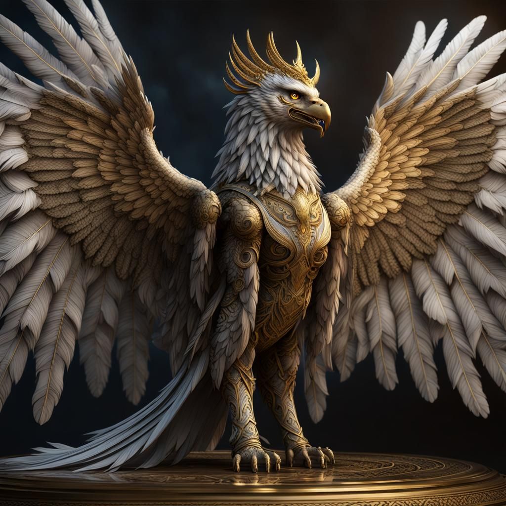 Griffin Wings with Gold Tips in Final Fantasy Style