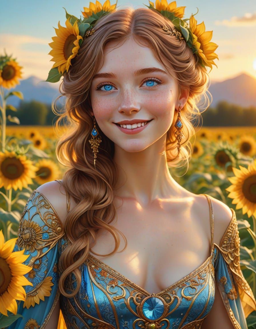 Ethereal Goddess in Art Nouveau Style