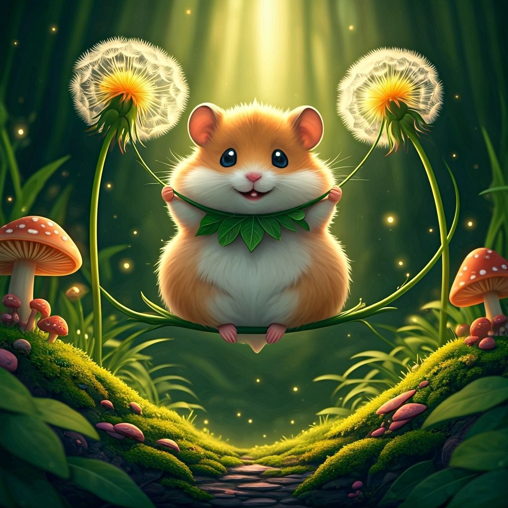 Enchanted Hamster Garden in Pixar-Ghibli Style