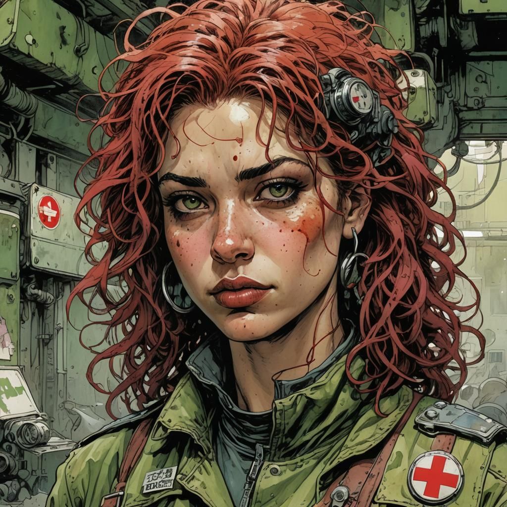 Post-Apocalyptic Combat Medic in Bande Dessinée Style