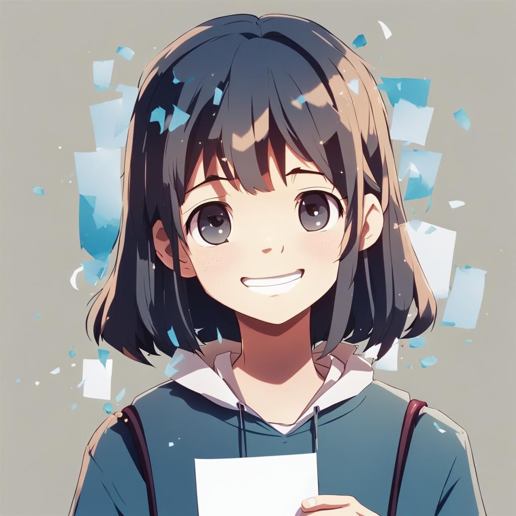 Girl With Sad Face Drawing in Anime Style