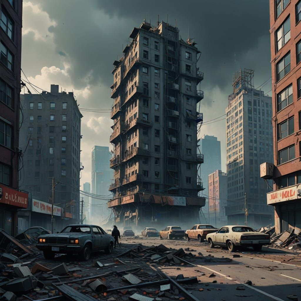 Abandoned Dystopian Metropolis in a Haunting Cyberpunk Aesth...