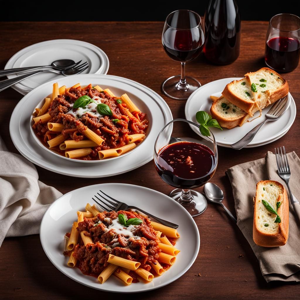 Ziti with Meat Sauce Still Life