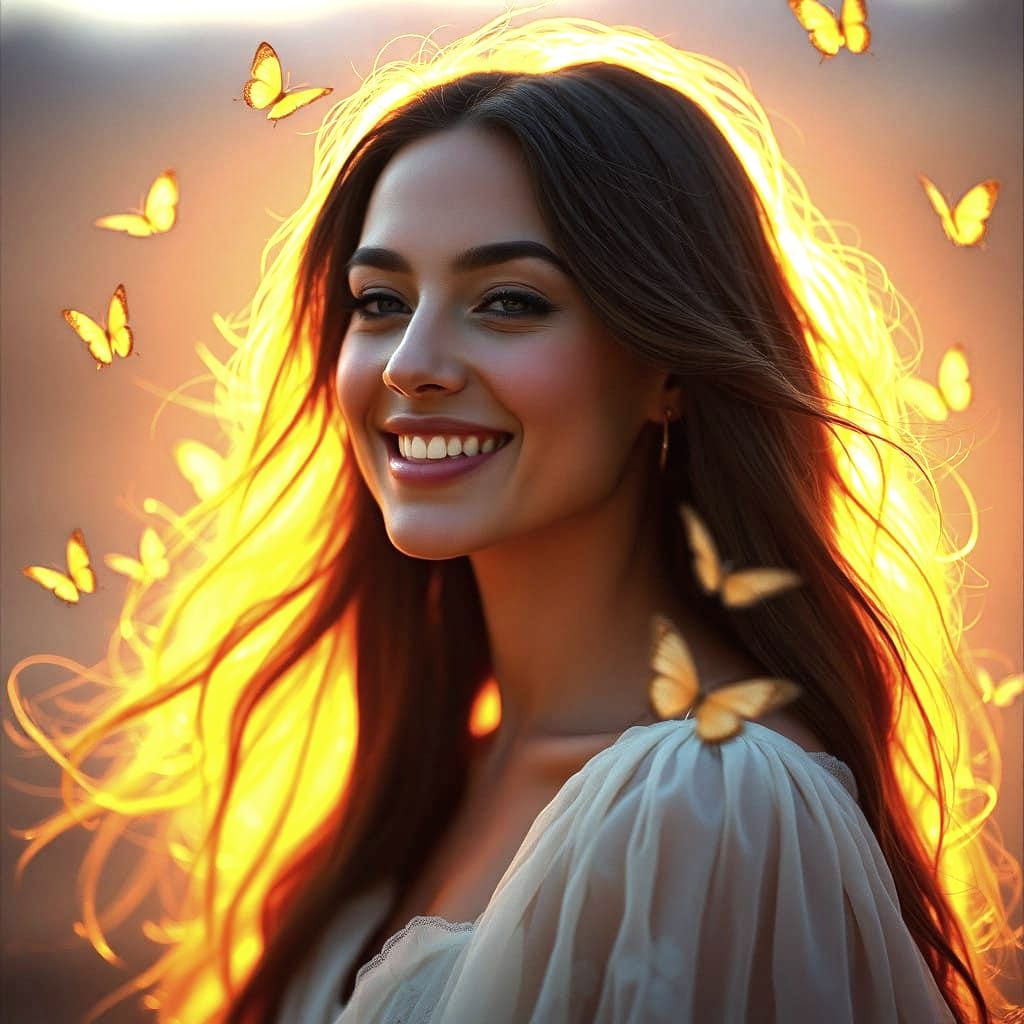 Ethereal Goddess Transforms in Cinematic Film Still