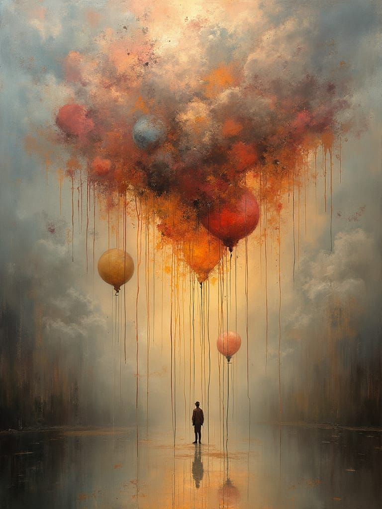 Baroque Balloons in Impasto Style with Fractal Shadows