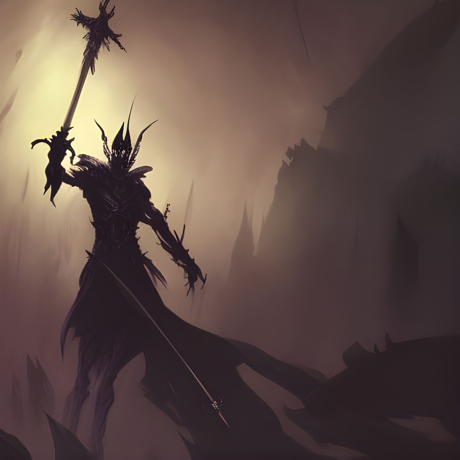 Black Knight, Shadow, Death, Purple Aura, Black Flames, Smoke, Glowing Eyes, Black Wings, Sword