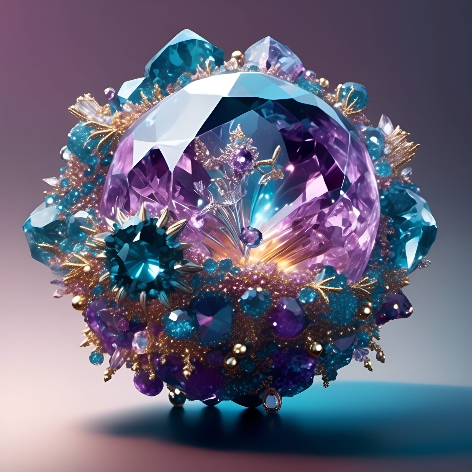 Cosmic Jeweled Crystal Orb Explosion in Hyperreal Style